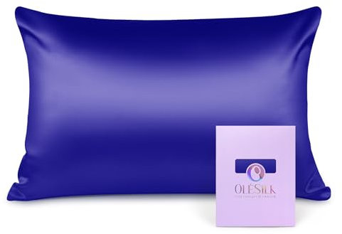 OLESILK Seide Kissenbezug Kissenhülle Haar- und Hautpflege mit Reißverschluss 16 Momme 1 Stück Blau 40x60cm