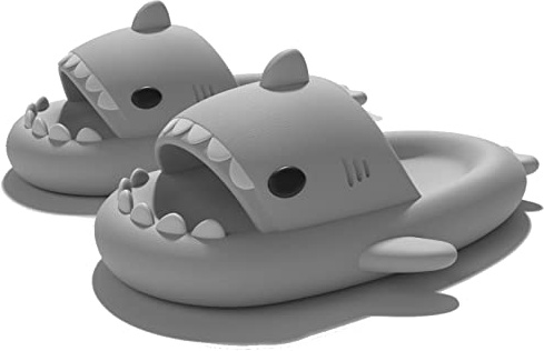 Sisttke Shark Slides Slippers Niñas Niños Zapatillas de Baño Antideslizante Sandalias Piscina Chanclas Playa Ducha Verano Pantuflas Casa Suela Gruesa, Gris claro, 34/35 EU, Tag 220