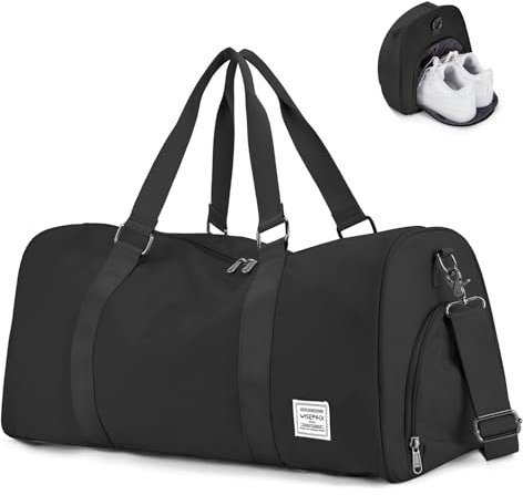 HYC00 Sporttasche Damen Reisetasche Handgepäck Flugzeug Weekender Bag Übernachtungstasche Schwimmtasche mit Nassfach & Schuhfach Trainingstasche Damen Krankenhaustasche Travel Duffle Bag,Schwarz