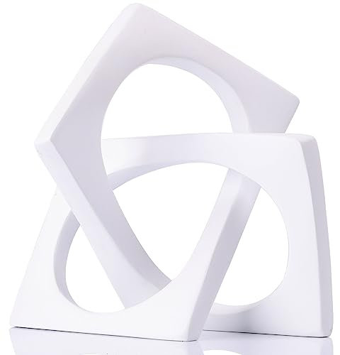 XMGZQ Moderne geometrische Würfel-Skulptur, weißer Knoten, Statue, Dekoration, Bücherregal, Tisch-Skulptur und Figuren, weißer Deko-Akzent, würfelförmige dekorative Ornamente