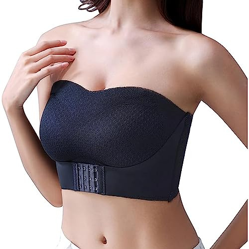 Axelbandslösa behåar för kvinnor, fullt stöd halkfri konvertibel bandeau BH, kvinnor push-up bandeau bh