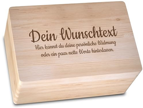 Geschenkfreude Erinnerungsbox personalisiert mit Gravur aus Holz - 30x20x14cm - Erinnerungskiste zur Taufe - individuelle Geschenkkiste - Hochzeit - Aufbewahrungsbox mit Deckel -
