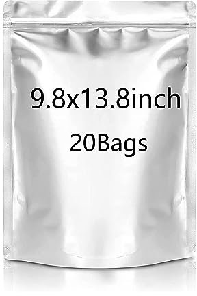 CANLENPK - Sacchetti in Mylar con cerniera, 25 x 35 cm, per la conservazione degli alimenti, in alluminio, richiudibili, termosaldabili (20 sacchetti)