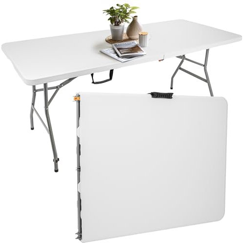 KARL HAUSMANN Table Camping Pliable - 180x75x74 - Table Exterieur Pliable avec Poignée de Transport - Jardin Pliante Plastique - Réception Pliante - Intérieur/Extérieur