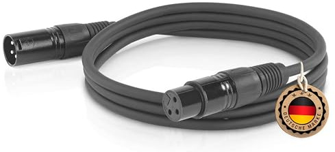 ETEC XLR-kabel, mikrofonkabel, kontakt till uttag, anslutningskabel, svart, 5,00 m