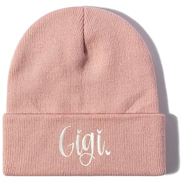 Shenbors Bestickte Beanie Mütze für Damen Herren, Gigi (Pink), Einheitsgr��e