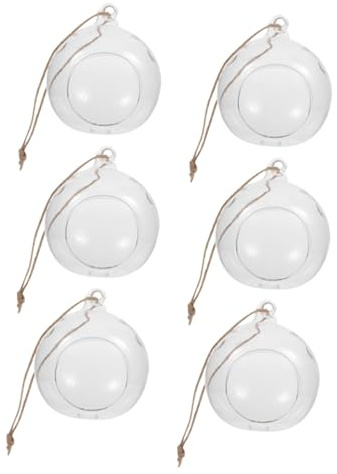 AOKWAWALIY Vas 6 st hängande glasboll – terrariehållare votivljushållare – växtbehållare klar värmeljushållare luftväxthållare hängande ljusstake blommor julgranskulor