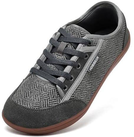 HOBIBEAR Chaussures Barefoot Larges Unisexes - Confort Minimaliste à Boîte à Orteils Élargie pour Homme et Femme - Soutien Naturel Optimal pour Randonnée et Ville Gris Brun，EU 37