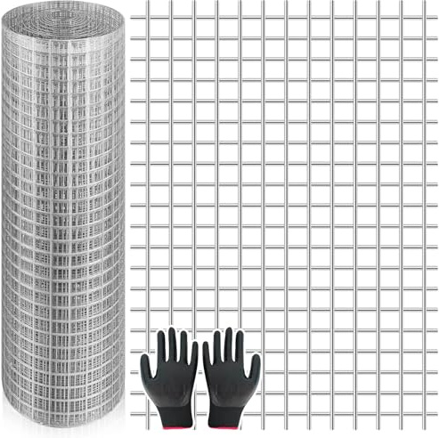 Rodent Mesh 80cm x 10M Galvanized Wire Metal Mesh Hardware Cloth Welded Roll for Vegetables Garden Rabbit Fencing, Snake Fence, Chicken Gopher Racoons Critters Block Rats, Mice & Small Animals