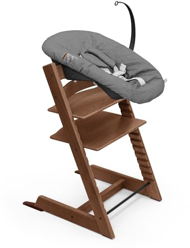 Silla Tripp Trapp de Stokke (Warm Brown) con Newborn Set (Anthracite) - Para recién nacidos hasta 9 kilos - Acogedor, seguro y fácil de usar