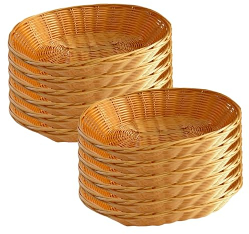 Hintyne 12 cestas de mimbre de 28x23x7, 6 cm de plástico multiusos para pan cocina centro de mesa almacenamiento de pan frutas y verduras. Cesta de mimbre pequeña.