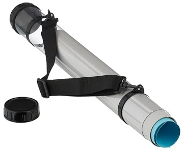 Relaxdays Rollo para pósteres con Correa, 64 cm, Ø 7,5 cm, Transporte hasta DIN A1, Transparente/Negro