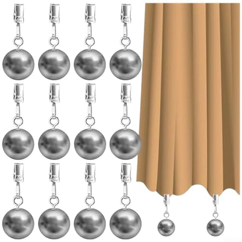 HavenlyCove Pesi resistenti per tende, confezione da 12, in acciaio inox, 116,2 g per pezzo, per tovaglie e coperte, colore argento (12 pezzi)