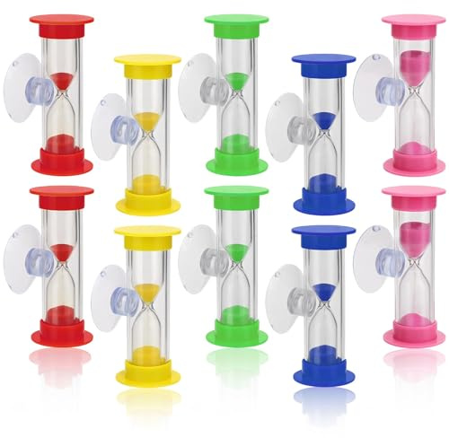 10 Sanduhren Set für Kinder, Zahnputzuhr mit 2 und 3 Minuten, Sanduhr Zähneputzen Kinder, Ideal für Familien und Schulen