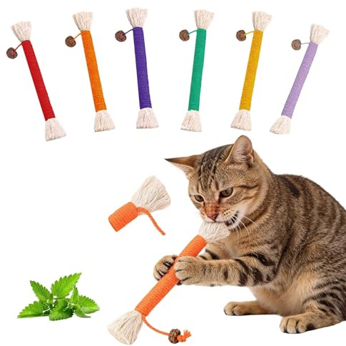 6er Set Katzenspielzeug mit Katzenminze,Interaktives Spielzeug | 20cm Dental Zahnpflege Zum Kauen, Selbstbeschäftigung Spielwaren für Kätzchen & Ausgewachsene Katzen, Mehrfarbiger