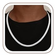UPFAI 925 Sterling Silver Chain Necklace for Men, 6mm Diamond Cut Cuban Link Curb Chain Silver Jewellery, Holiday Present 18 Inches