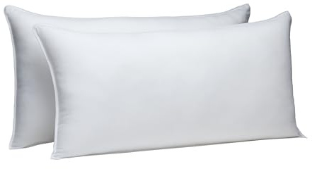 Amazon Basics Down-Alternative Pillows for Stomach and Back Sleepers, Soft Density, Machine Washable, 20 x 36 inches, White, 2-Pack