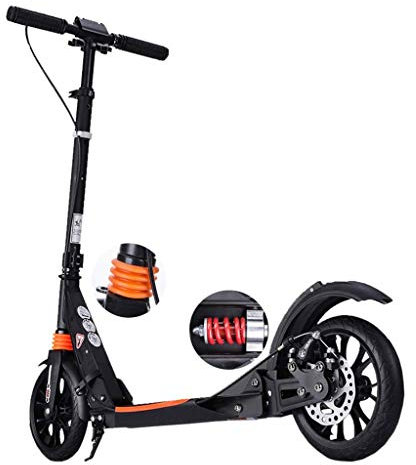 Cityroller Erwachsene,Roller Große Räder Doppelaufhebung Commuter Scooter, Folding Tretroller Mit Anti-Rutsch-PU, Person Doppel Stoßabsorbierendes Mit Disc & Handbremse, 150k