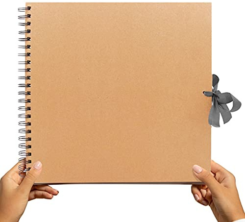 Styloo Large Scrapbook Album with 40 Brown Pages, Brown