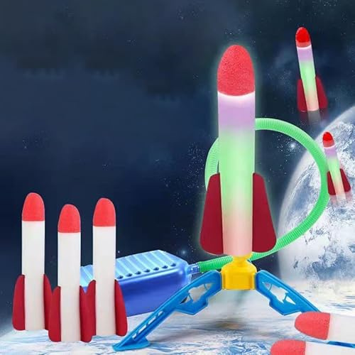 NIWWIN Lanzador de Cohetes para niños,Cohete de Espuma, Cohete de Chorro de Aire,Juguetes voladores al Aire Libre Que dispara hasta 48 pies.Regalos y Juguetes para niños a Partir de 3, 4, 5, 6, 7, 8+