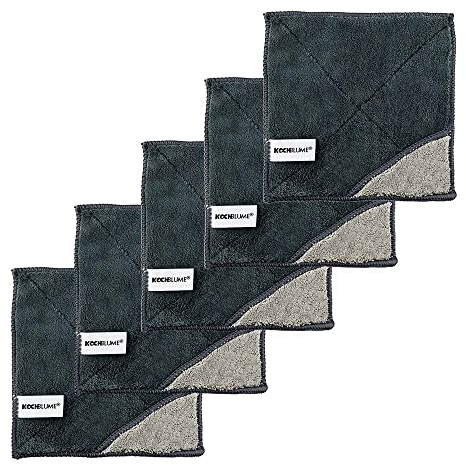 Kochblume Lot de 5 chiffons de nettoyage en microfibre 18 x 18 cm (gris anthracite)