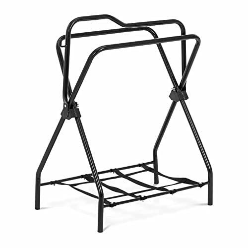 Wiesenfield WIE-SR-100 Sattelhalter freistehend klappbar Stahl 80 kg tragbar mit zusätzlicher Ablage universell Sattelbock Sattelständer Pferdesattelhalter