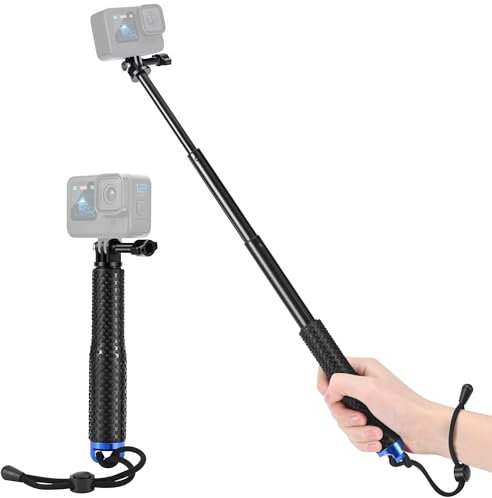 Perche Etanche pour GoPro, 19 inch Perche à Selfie Télescopique pour GoPro Hero 13/12/11/10/9/8, DJI Osmo Action 5 Pro/4/3, AKASO EK7000/V50X, Insta360 Ace Pro et Autres caméras d'action