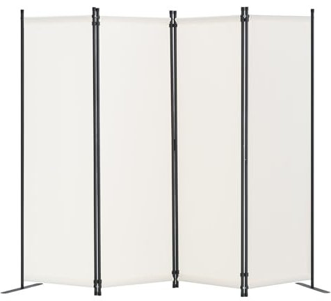 VEVOR Cloison de séparation en Tissu, séparateur de pièce Pliable à 4 Panneaux, paravent de confidentialité intérieur pour Bureau, Chambre, Salle à Manger, Maison, autoportant, 228x45x172,5 cm, Blanc