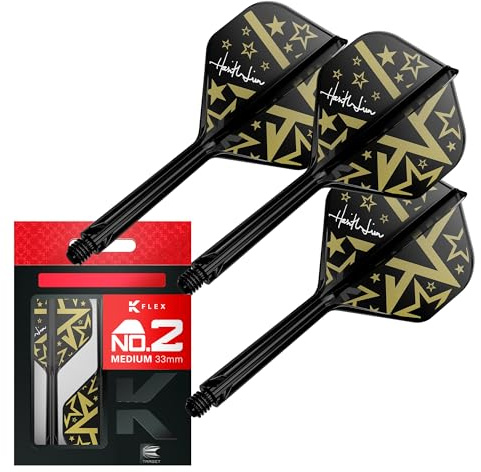Target Japan Hot Shot K Flex Sistema de Plumas y Astillas para Dardos, No.2 | Paquete 3 Accesorios para Dardos Kflex All In One Flight, Player Edition Harith LIM | Vástago K-Flex – Medio (33mm)
