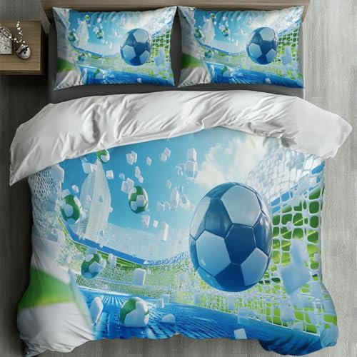 Generico Set di biancheria da letto con copripiumino Stadio di calcio a tema sportivo, per bambini, ragazzi e adulti, copripiumino decorazione per camera da letto 200x200cm