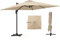 TANGZON 3M Garden Offset Parasol, Market Cantilever Umbrella with 8 Sturdy Ribs, 360° Rotation, 5-Level Tilt Adjustment, Cross Base & Air Vent, Large Square Table Umbrella for Patio Backyard (Beige)