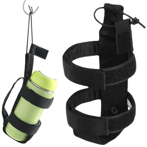 DIFLAX Bolsa táctica para Botellas de Agua, Ajustable Mochila Jaula para Botella De Agua, Material de Nylon con cordón, Adecuado para Camping, Viajes, Senderismo (Negro)