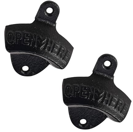Wall Mounted Beer Bottle Opener - 2 Pcs Cast Iron Vintage Rustic Bottle Opener Wall Mounted with Screws | Essential for Bar, Kitchen, Outdoor Kitchen & Garden Bar Accessories