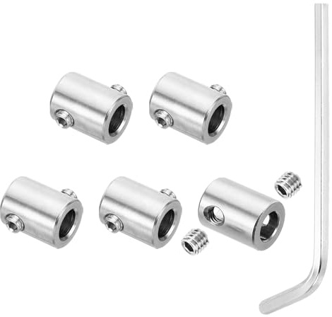 PATIKIL 4mm Hole Wire Rope Clips Set, 5 Pcs 304 Stainless Steel Double Holes Lock Cable Clamps Clip with Hexagon Screws Spanner for Wire Rope Fitting, Silver
