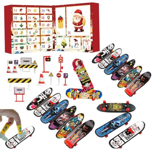 Calendrier de l'Avent Finger Skateboards 2025, mini jouet Fidget pour, calendrier de compte à rebours de Noël de 24 jours, jouets de skate pour garçons et filles