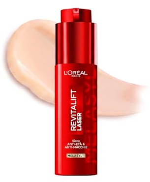 L'Oréal Paris Siero in Crema Anti Età Tripla Azione su Rughe, Macchie e Luminosità, Con Vitamina C, Niacinamide e Melasyl, Revitalift Laser Melasyl, 50ml