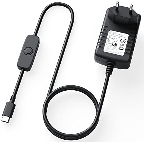 NEUE DAWN Chargeur USB C 5,1V 3A Type C Adaptateur Secteur pour Raspberry Pi 4 modèle B Version 1GB / 2GB / 4GB, Bloc d'alimentation USB-C 5.1V 3000mA avec Interrupteur Marche/arrêt, Prise européenne