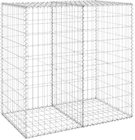 vidaXL Gabion Wall with Covers - Durable and Sturdy Galvanised Steel Structure, Easy to Assemble Retaining Wall, Perfect for Landscape Design - 100x60x100cm, Silver Colour