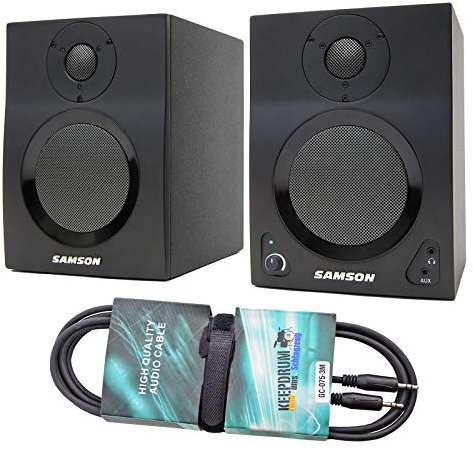 Samson MediaOne BT4 Bluetooth Multimedia Lautsprecher + keepdrum Audio-Kabel 3m