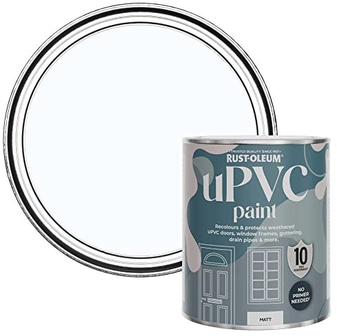 Rust-Oleum Peinture Blanche pour Portes & Fenêtres en PVC, Finition Mate - Glacier 750ml