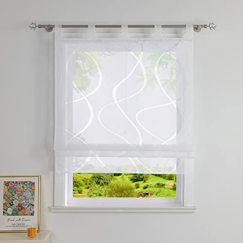 Heichkell Ausbrenner Store bateau avec passants, transparent, sans perçage, moderne, blanc, largeur : 80 x 140 cm