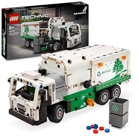 LEGO Technic Mack LR Electric Garbage Truck Toy for Boys & Girls aged 8 Plus Years Old, Recycling Bin Lorry with Realistic Features, Vehicle Gift Idea 42167