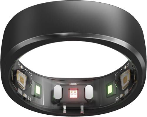 RingConn Gen 1 Smart Ring für Frauen/Herren, ohne App-Abonnement, Size First mit Größenkit, 7 Tage Akkulaufzeit, Fitness- und Schlaftracker, kompatibel mit iOS & Android (Schwarz, Größe 10)
