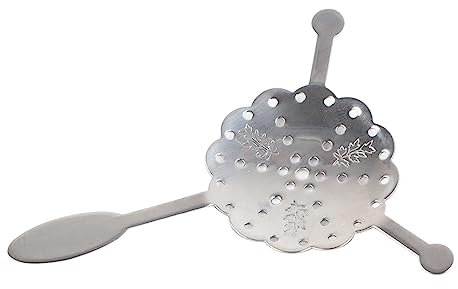 Jeanoko 1 ST Malörtssked, 304 Rostfritt Stål Cocktailglaskopp Dricksfilter Ihåligt (Plommon Absinth sked)