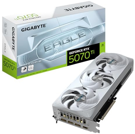 Gigabyte GeForce RTX 5070 Ti EAGLE OC ICE SFF 16G Scheda Grafica - 16GB GDDR7, 256 bit, PCI-E 5.0, 2542 MHz Core Clock, 3 x DP 2.1a, 1 x HDMI 2.1b, NVIDIA DLSS 4, GV-N507TEAGLEOC ICE-16GD