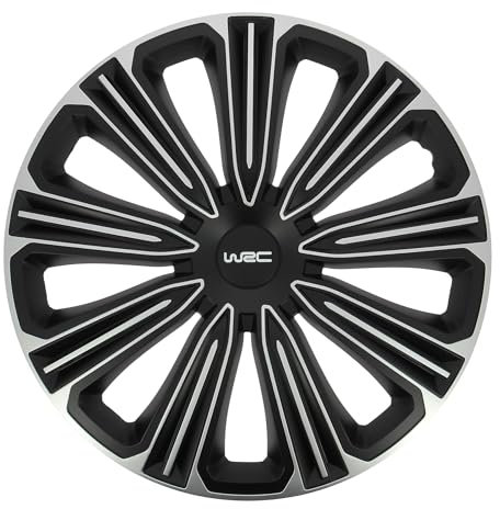 WRC 4 Copricerchi Sportivi Auto 15 pollici - Design Racing Rally Bicolore - Grigio Metallizzato Nero Opaco ABS Resistente