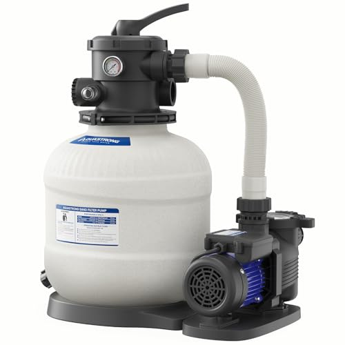 AQUASTRONG Sand Filter Pump for Above Ground Pool, Pool Pumps Above Ground, Pool Sand Filter with 6-Way Valve,Improved Circulation and Filtration,14in, up to 14000 Gallons