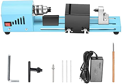 MRVAKDYDI Mini Torno para Madera, Mini Torno pulidor de Cuentas de 150 W for carpintería, fresado, rectificado, Pulido, Taladro, Juego de Herramientas rotativas, CC 12-24 V