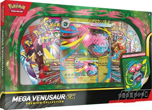 Pokémon TCG: Mega Venusaur ex Premium Collection (1 Foil Promo Card, 1 Oversize Lenticular Promo Card & 8 Booster Packs)