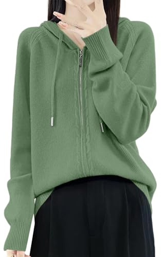 Générique Cardigan Femme à Capuche Zippé – Gilet Tricoté Épais Oversize en Maille Chaude – Pull Femme Automne Hiver Décontracté pour Bureau, Voyage, Sorties